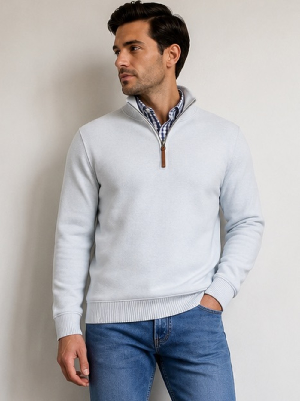 $155 Michael Kors Quarter-Zip Cotton Sweater - Size M